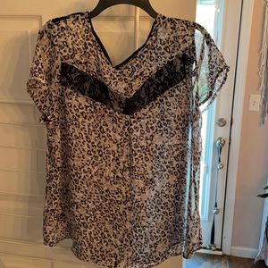 Sheer lacy leopard print blouse, Maurices XL
